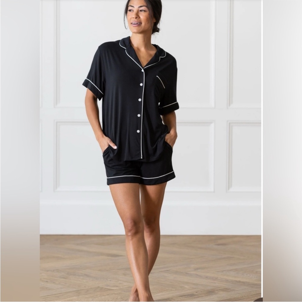 Elegant Black Button-Up Pajama Set